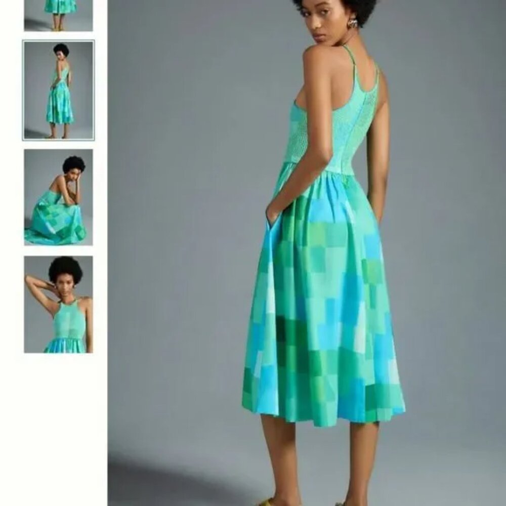 Plenty by Tracy Reese Smocked Halter A-Line Dress Size Large - Picture 2 of 14